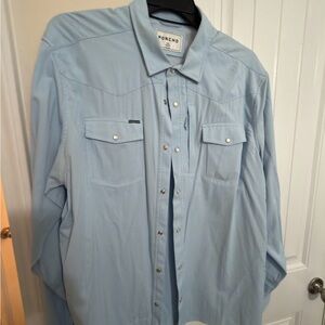 Poncho Light Blue Casual Button Down Shirt for Men—THE SAN GABRIEL style.